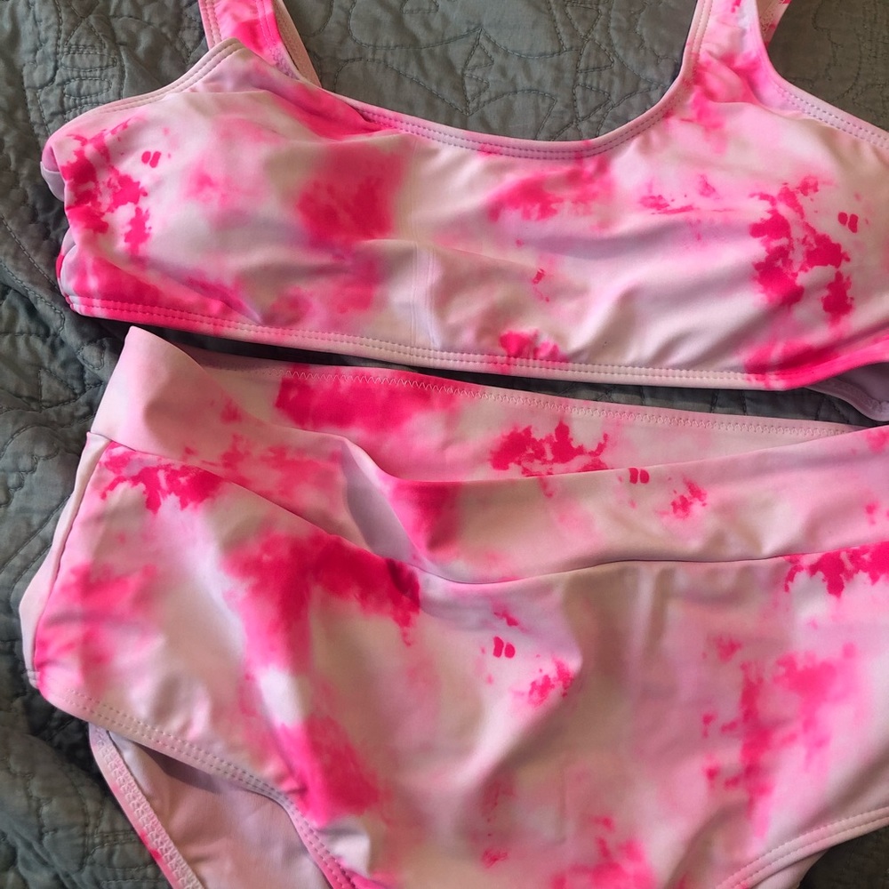 SHEIN Pink Tie Dye 2 Piece Bathing Suit